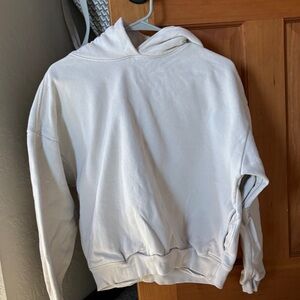 Garage White Cropped Hoodie Sweatshirt